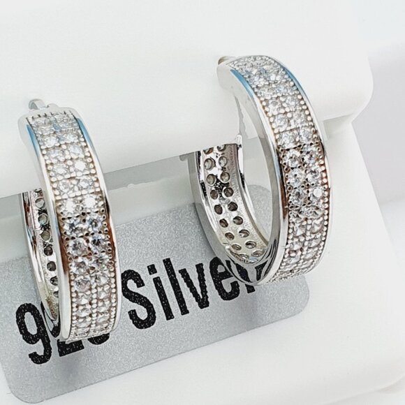 "925 Sterling Silver Cubic Zirconia Earrings, U19254878